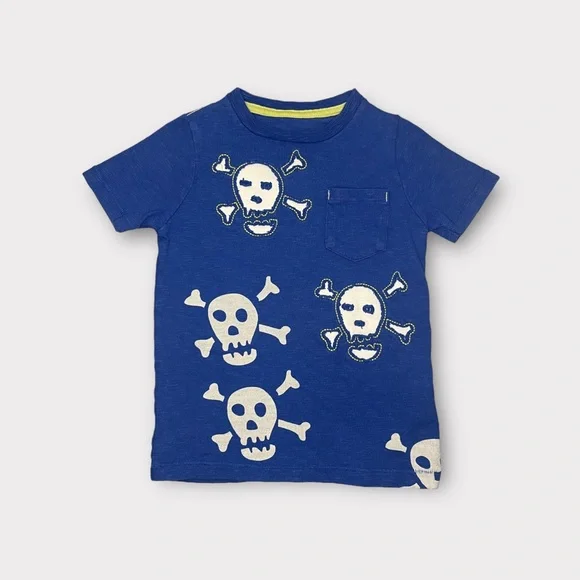 Mini Boden Shirts Tops Mini Boden Skeleton Applique Blue